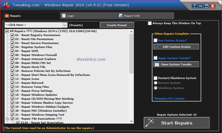 Windows repair all in one screenshot