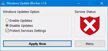 Windows update blocker screenshot