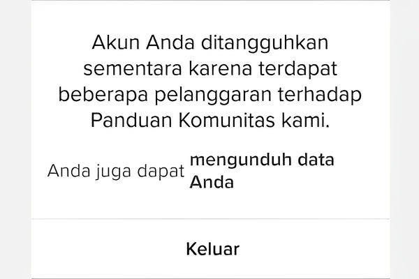 Akun TikTok Ditangguhkan