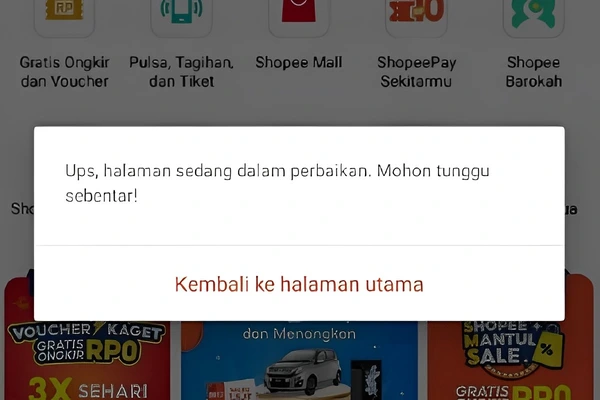 Ups Halaman Sedang Dalam Perbaikan di Shopee