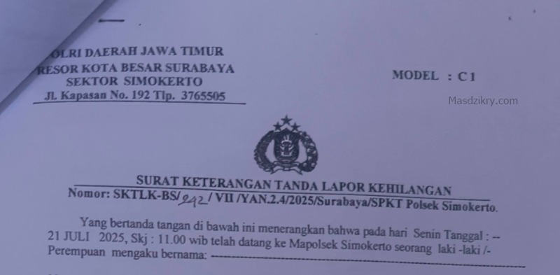 Contoh surat kehilangan - cara urus stnk hilang masdzikry